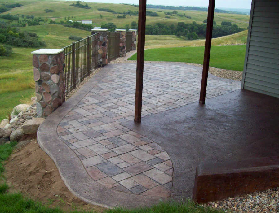 colored stamped concrete patio