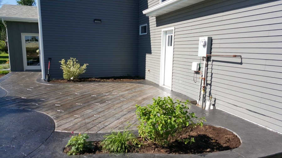 grey wooden patio backyard