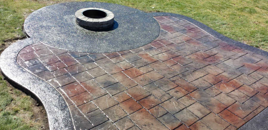 red ashler slate firepit