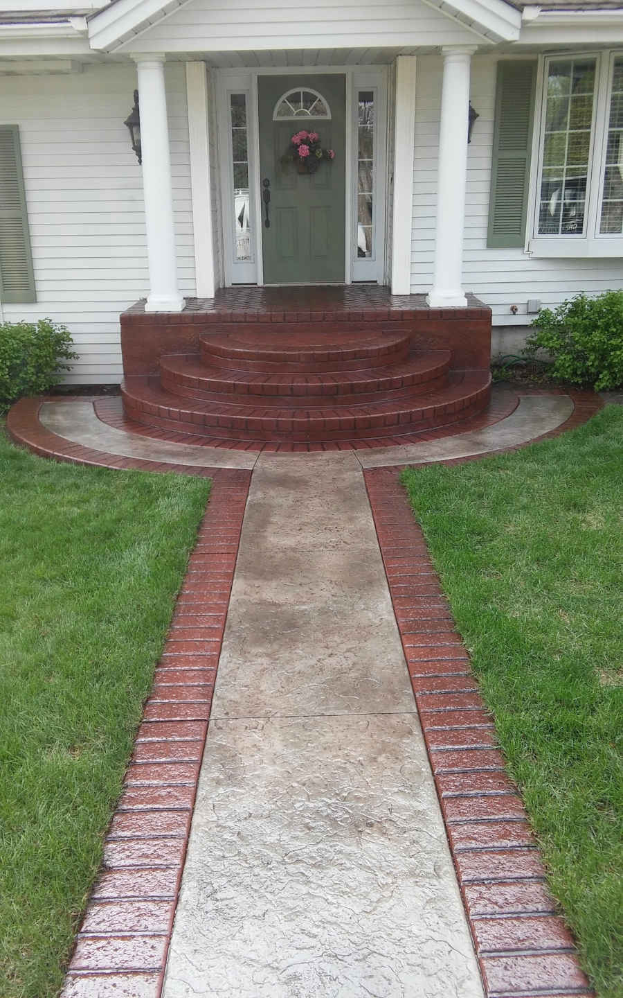 red brick stamped concrete