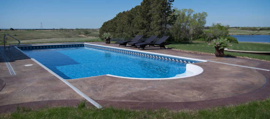 stamped concrete pool deck