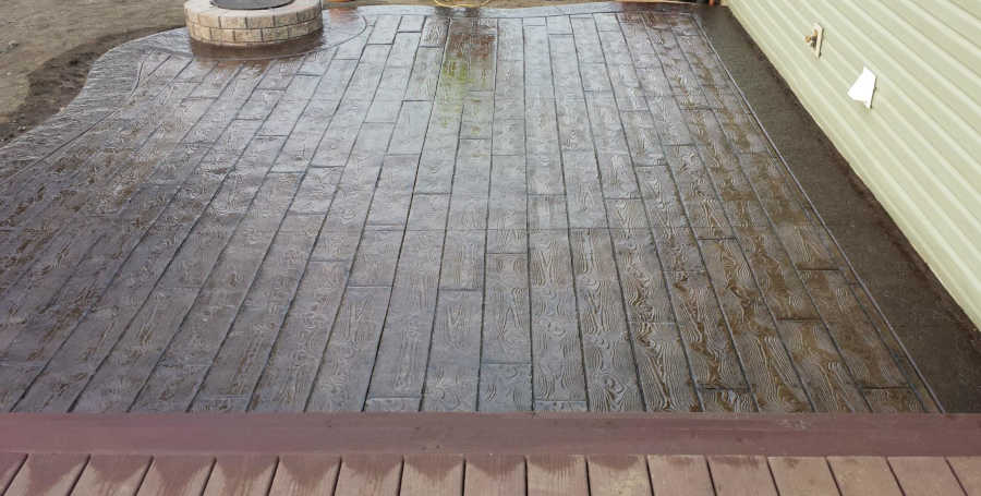 wood concrete patio